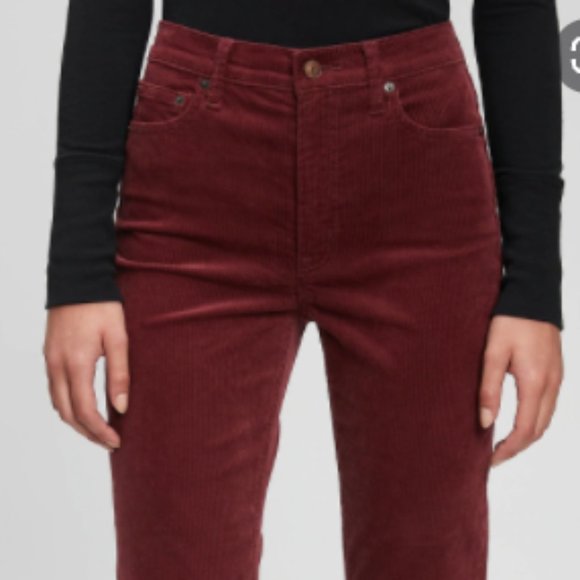 High Rise Vintage Slim Cords With Washwell - Red Burgundy 32 Regular - Picture 1 of 3